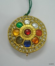 20kt Vintage Antique Handmade Gold Jewelry Navratan Gemstone pendant nec... - £859.61 GBP