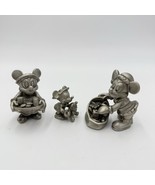 Disney Solid Pewter Mickey Minnie Mouse Santa Figurines Set Vintage 2” - €58,22 EUR