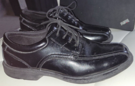 Men&#39;s Black Dress Shoes Nunn Bush KORE Slip Resistance 8.5M Leather Lace-Up - $260.77 MXN