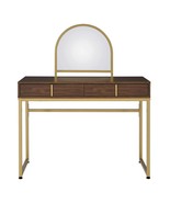 Walnut Gold Vanity Desk: 2 Drawers, Mirror &amp; Jewelry Tray - $8,786.64 MXN