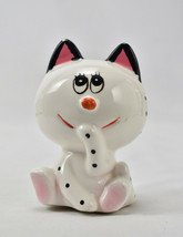 White and Black Ceramic Cat Kitty Kitten Figurine Money Piggy Bank - $26.68