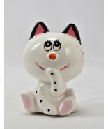White and Black Ceramic Cat Kitty Kitten Figurine Money Piggy Bank - $26.68