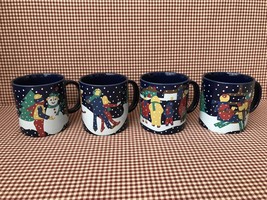 Vintage Lillian Vernon 1989 Christmas Winter Wonderland Snowman Mugs, Set of 4 - £36.05 GBP