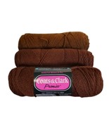 Vintage Coats &amp; Clark Yarn Skeins Coffee 3oz Lot of 3 - £11.54 GBP