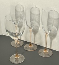 Vintage Luminarc Rose Pink Stem 3 Champagne Flutes &amp; 1 Wine Glass ~France~ - $29.69