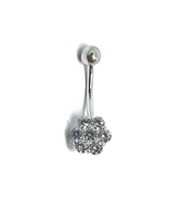 ADIRFINE 925 Sterling Silver Banana Bar Flower Belly Button Ring - £32.45 GBP