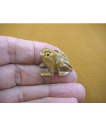 (Y-FRO-19) baby FROG carving TAN gemstone SOAPSTONE love little amphibia... - $8.59
