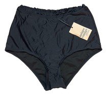 Unique Vintage Black High Waist Ruffle Bikini Bottom L New - $24.09