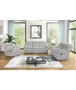  Fazeley Grey Thick Stripe Fabric Reclining Sofa Set - $2,299.00