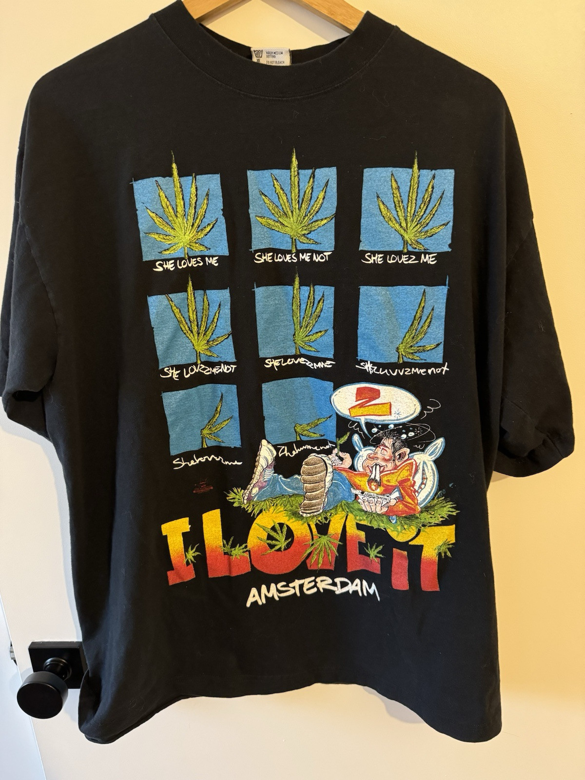 MENS XL I Love It Amsterdam CANNABJS POT Fox Tees Cotton T-Shirt Black - $15.88