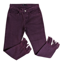 3x1 NYC Mamba Womens Burgundy Red Denim Straight Leg Crop Fringe Jeans S... - £20.32 GBP