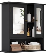 Smuxee Bathroom Wall Cabinet With Mirrors, Black Medicine Cabinet With, ... - $90.92