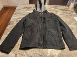 Levi&#39;s Washed Cotton Hooded Military Style Quilted Jacket Coat SIZE SMALL - $98.01