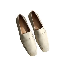 Cow Leather Square Toe Women Flats Casual Loafers Women Shoe Without Heel Spring - £67.04 GBP