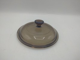 Pyrex Lid Amber Brown Glass V 1 C fits 6&quot; Pot Round Dish Casserole Replacement  - $8.89