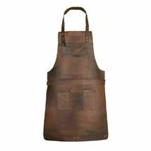 Back Strap Woodwork Cow Apron 100%Real Tan Leather Apron Butcher Stylish Kitchen - £96.56 GBP