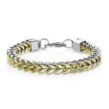 Mens Large Franco Chain Bracelet Silver Gold Stainless Steel 8mm 9-Inch Long - $29.99
