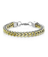 Mens Large Franco Chain Bracelet Silver Gold Stainless Steel 8mm 9-Inch ... - £23.69 GBP