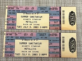 Metallica Summer Sanitarium Concert Ticket Stubs Giants Stadium 7/8/2003... - $24.18