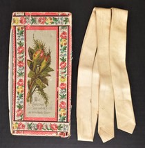 Antique Victorian Christmas Greeting Card Box W Silk Satin Necktie Men&#39;s Boy&#39;s - £31.62 GBP