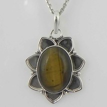 925 Sterling Silver Tiger Eye Handmade Necklace 18&quot; Chain Festive Gift PS-1999 - £24.72 GBP