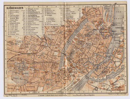 1914 Original Antique 2 Map Set Of Copenhagen København / Denmark - £24.58 GBP