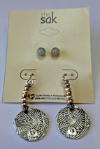 The Sak Silver Tone French Wire &amp; Post Back 2 Pair Earring Set Beaded Dangle New - £15.58 GBP
