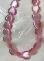 Heart Shaped Cat&#39;s Eye Beads 11 mm - Pink- Strand of 36 beads - £3.04 GBP