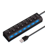 High Speed 7 Port USB 2.0 Hub Expander Splitter with LED Switch PC Laptop - $16.99