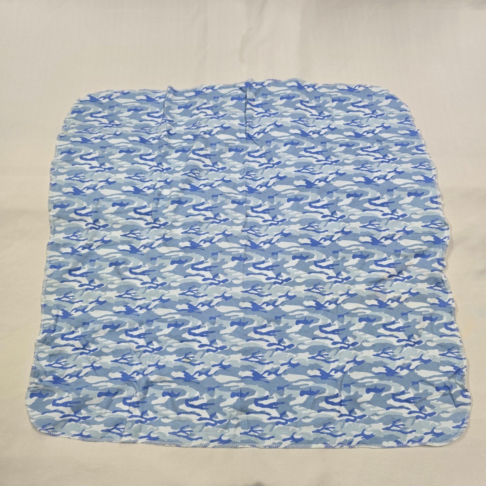 Baby Essentials Blanket Blue Camo Security Soft Receiving 100% Cotton Stretchy Item image 2
