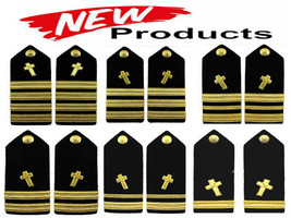 NEW US NAVY AUTHENTIC CHRISTIAN CHAPLAIN HARD SHOULDER BOARDS RANKS CP MADE - $30.50+