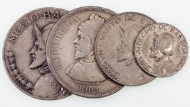 1904-1930 Panama Silver Coin  Lot of 4  KM# 4, 10.1, 11.1, 12.1, 13 - £50.58 GBP