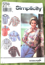 Simplicity 8259 Misses Western Style Top Shirt Size 6 8 10 Uncut 6 Styles - £8.55 GBP