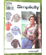 Simplicity 8259 Misses Western Style Top Shirt Size 6 8 10 Uncut 6 Styles - £8.55 GBP