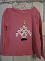 Nwt - J. Khaki Girl&#39;s Size 24M Santa Claus Tree Design Pink Long Sleeve Top - £11.79 GBP