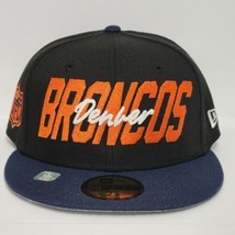 New Era 59Fifty NFL Denver Broncos On Field Hat Size 7 1/8 Fitted Cap Black Blue - £28.13 GBP