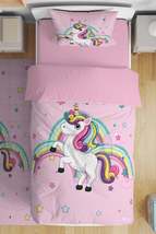 Pink Unicorn Patterned Single Baby Kids Duvet Cover Set - £51.94 GBP