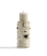 Pillar Candle Holder Birch Wood Look Weathered 9&quot; high Holds 4&quot; Size Pol... - £25.69 GBP