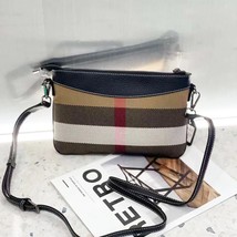 Fashion Female Clutch Bags Vintage Plaid Stripes Canvas Leather Slim Zip Pouch W - £149.47 GBP