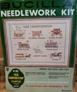 VTG Bucilla Needlework Kit &quot;Olde Transportation&quot; Sampler 20x26  No 2912 - $22.42