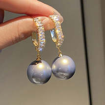 Korean Oversized White Pearl Drop Earrings for Women Bohemian Golden Round Pearl - £1.56 GBP+