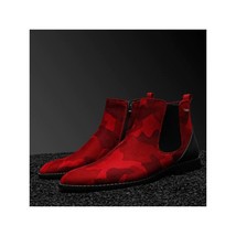 Men TAYNO Chelsea Chukka Micro Suede Soft Comfortable Boot Victorian Red Camo image 6