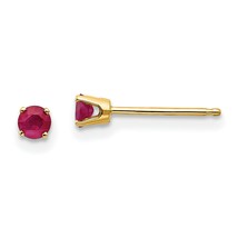 14K Gold Round Ruby July Stud Earrings Jewelry 3mm 3mm x 3mm - £67.35 GBP