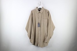 New Streetwear Mens Large Classic Fit Corduroy Collared Button Down Shirt Beige - £31.61 GBP