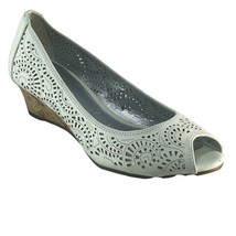 KELLY &amp; KATE Shoes Laser Cut Wedges White Leather Size US 5 1/2 - £10.78 GBP