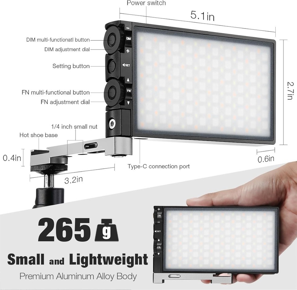 Professional G1s RGB Video Light - Strong 210min Battery & Color Temp 2500-8500K Item image 9
