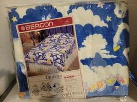 New Vintage Beacon Unicorn And Rainbow Twin/Full Sized Blanket 72x90 Never Open - £46.49 GBP