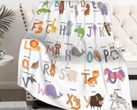 Alphabet Cute Funny Zoo Animals Throw Blanket Flannel Microfiber Luxury ... - $52.24