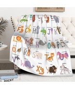 Alphabet Cute Funny Zoo Animals Throw Blanket Flannel Microfiber Luxury ... - £43.11 GBP