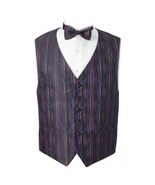 David&#39;s Formal Wear Mardi Gras Multi Color Stripe Tuxedo Vest and Bow Ti... - $236.74 CAD